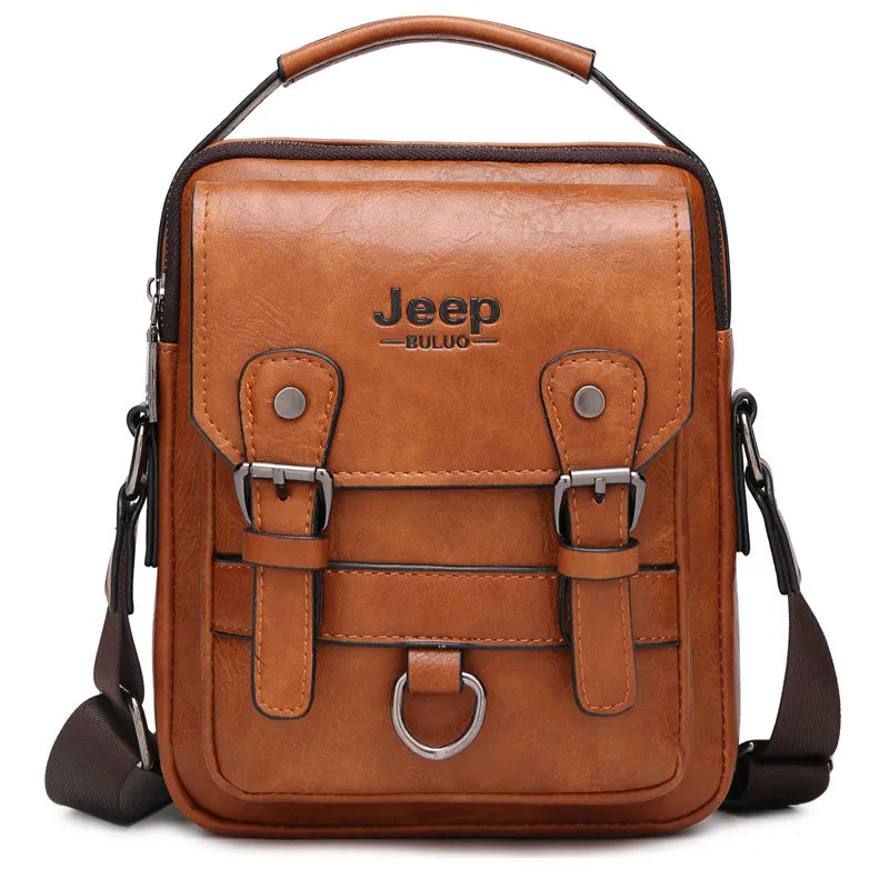 JEEP BULUO Men's Leather Messenger Bag – Business Laptop Crossbody