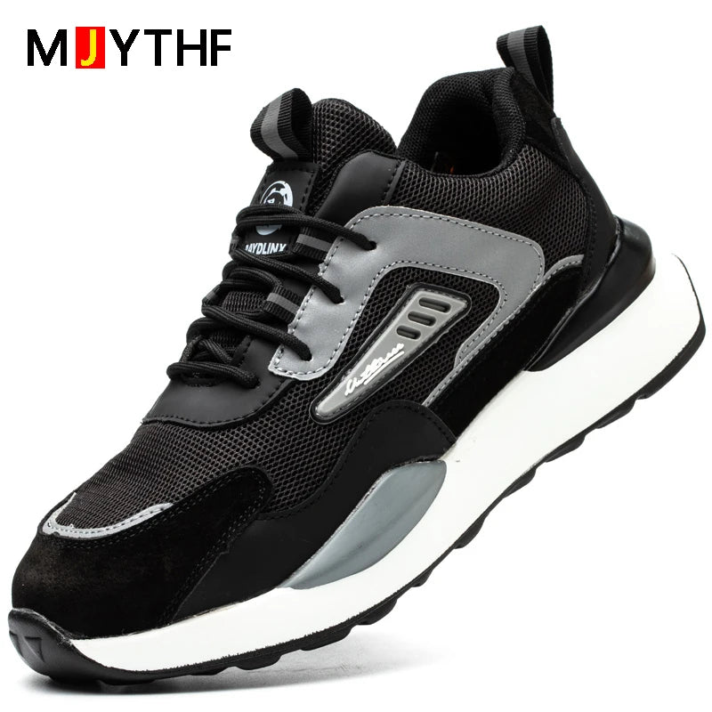 MJYTHF Men's Steel Toe Work Safety Shoes – Puncture-Proof Sneakers