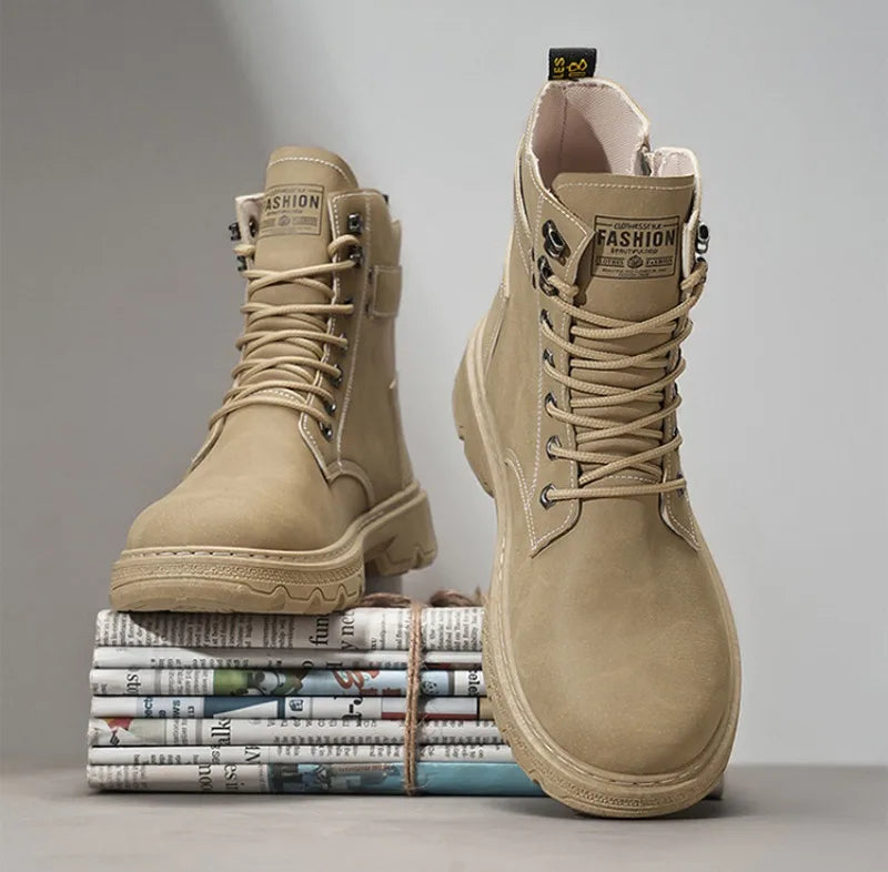 Men's Works Boots Spring Autumn Anti-slip Waterproof Male Sneakers Desert Tactical Boots Outdoor Travel Wear-resistant Man Shoes