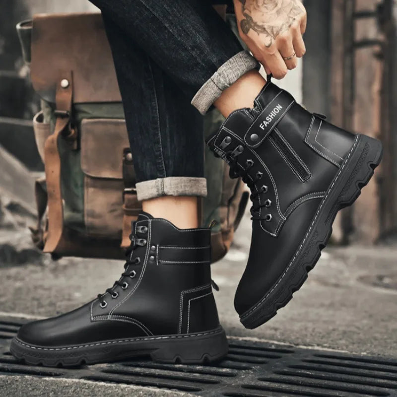 Men's Works Boots Spring Autumn Anti-slip Waterproof Male Sneakers Desert Tactical Boots Outdoor Travel Wear-resistant Man Shoes