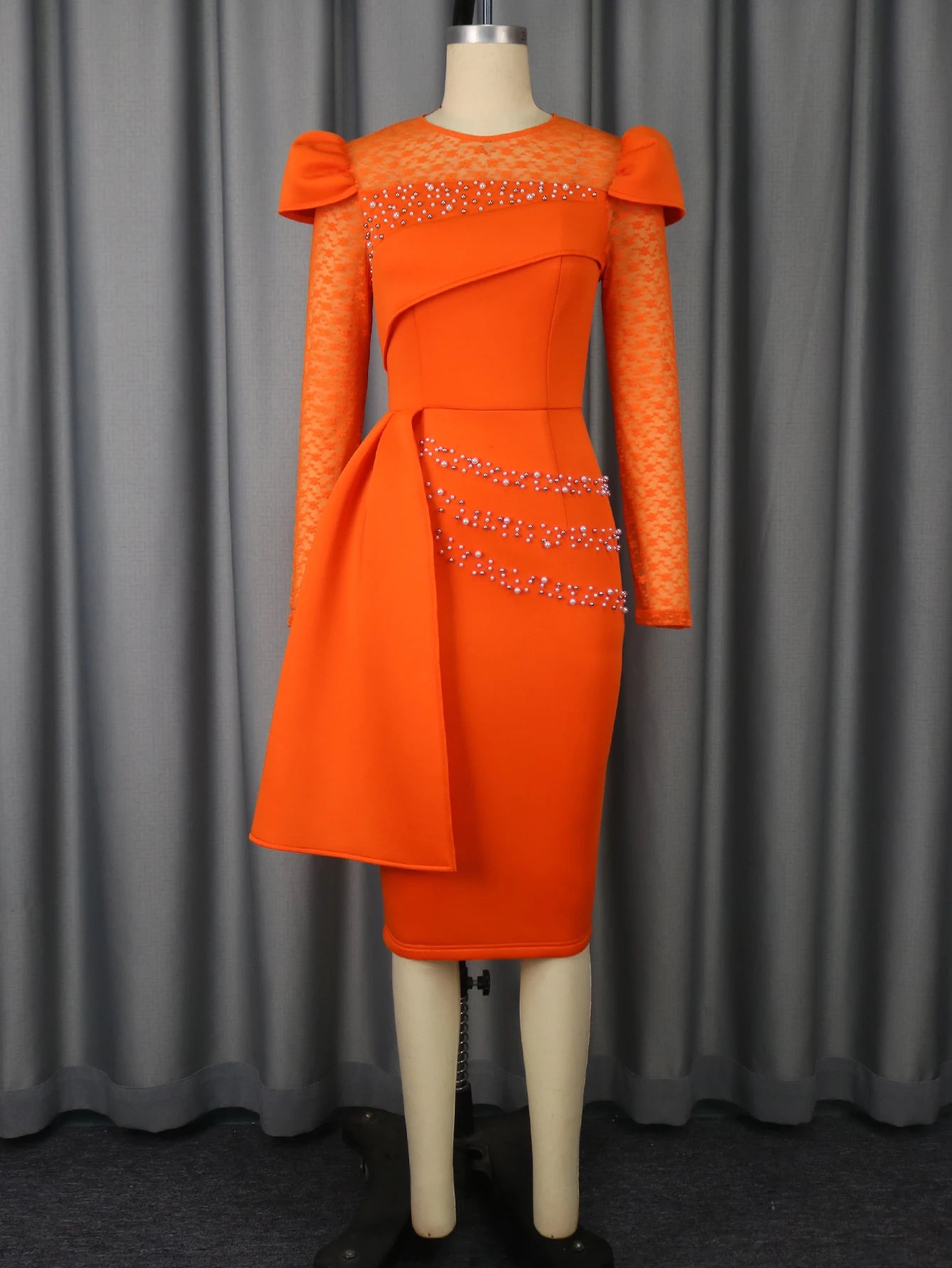 Spring/Autumn Women's Dress Irregular Wrinkle Lace Fashion Long Sleeve Ruffle Middle Waist Dresses 2025 New Party Women's Wear