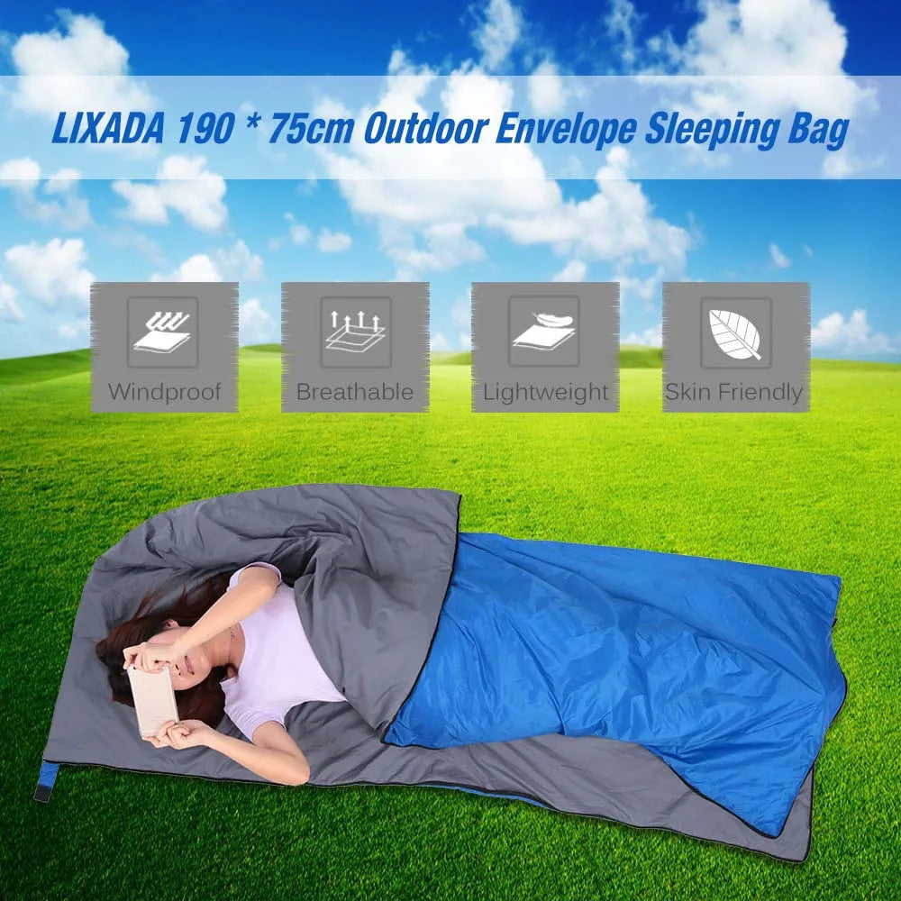 Lixada 190 * 75cm Outdoor Envelope Sleeping Bag Camping Travel Hiking Multifunction Ultra-light 680g
