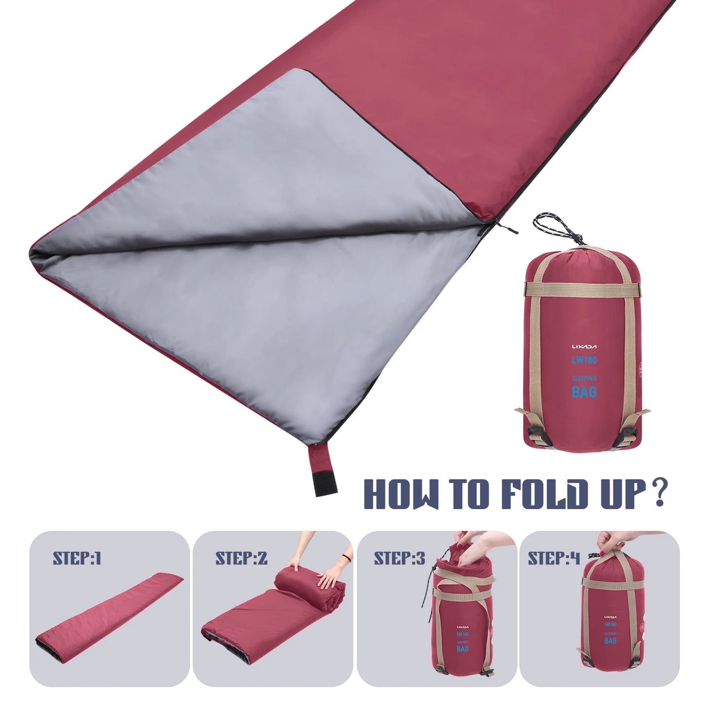 Lixada 190 * 75cm Outdoor Envelope Sleeping Bag Camping Travel Hiking Multifunction Ultra-light 680g