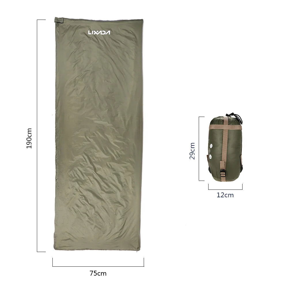 Lixada 190 * 75cm Outdoor Envelope Sleeping Bag Camping Travel Hiking Multifunction Ultra-light 680g