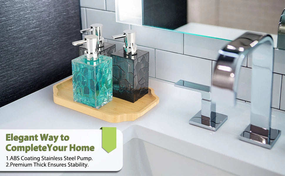 Clear Acrylic Liquid Hand Soap Dispenser(10oz) with Silver ABS Rust-Proof Pump for Bathroom, Kitchen, Countertop Transparent