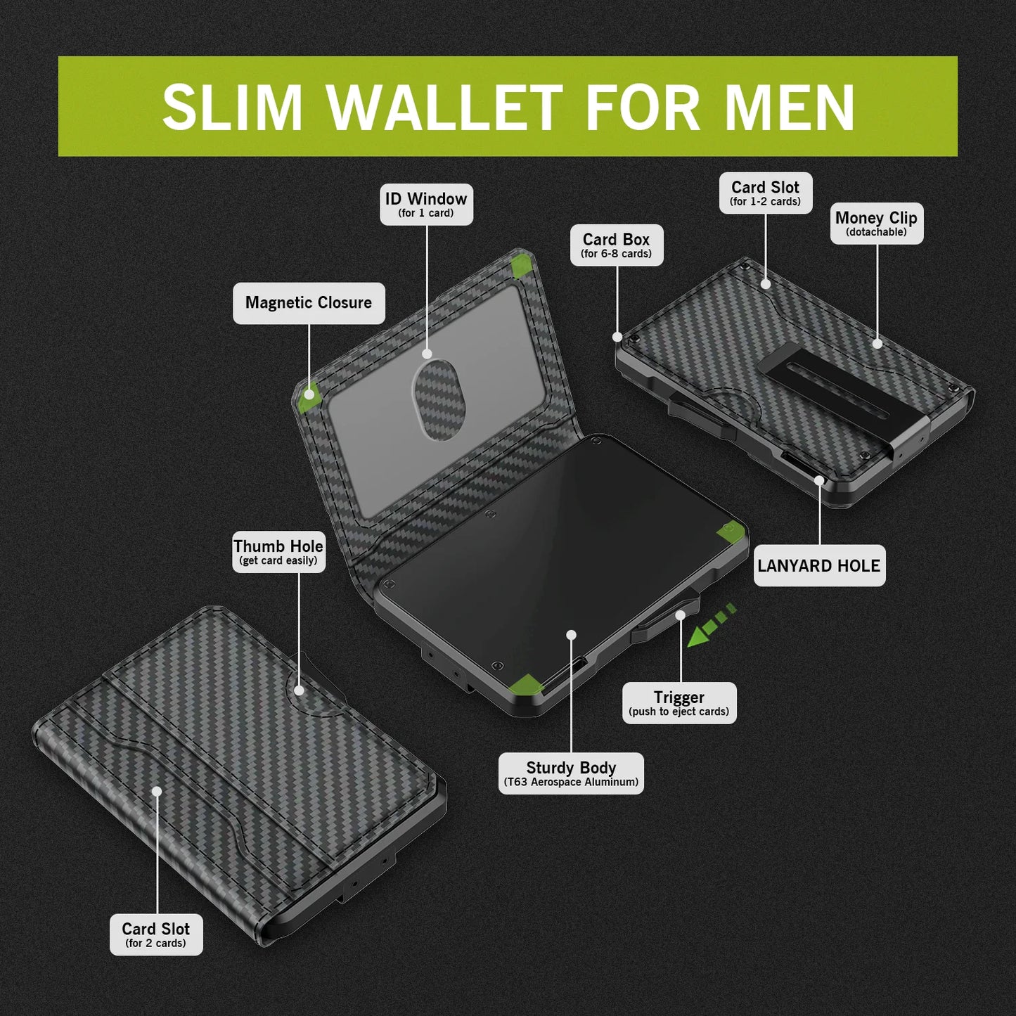 Wallet for Men - with Money Clip Slim Leather Slots Credit Card Holder RFID Blocking Bifold Minimalist Wallet