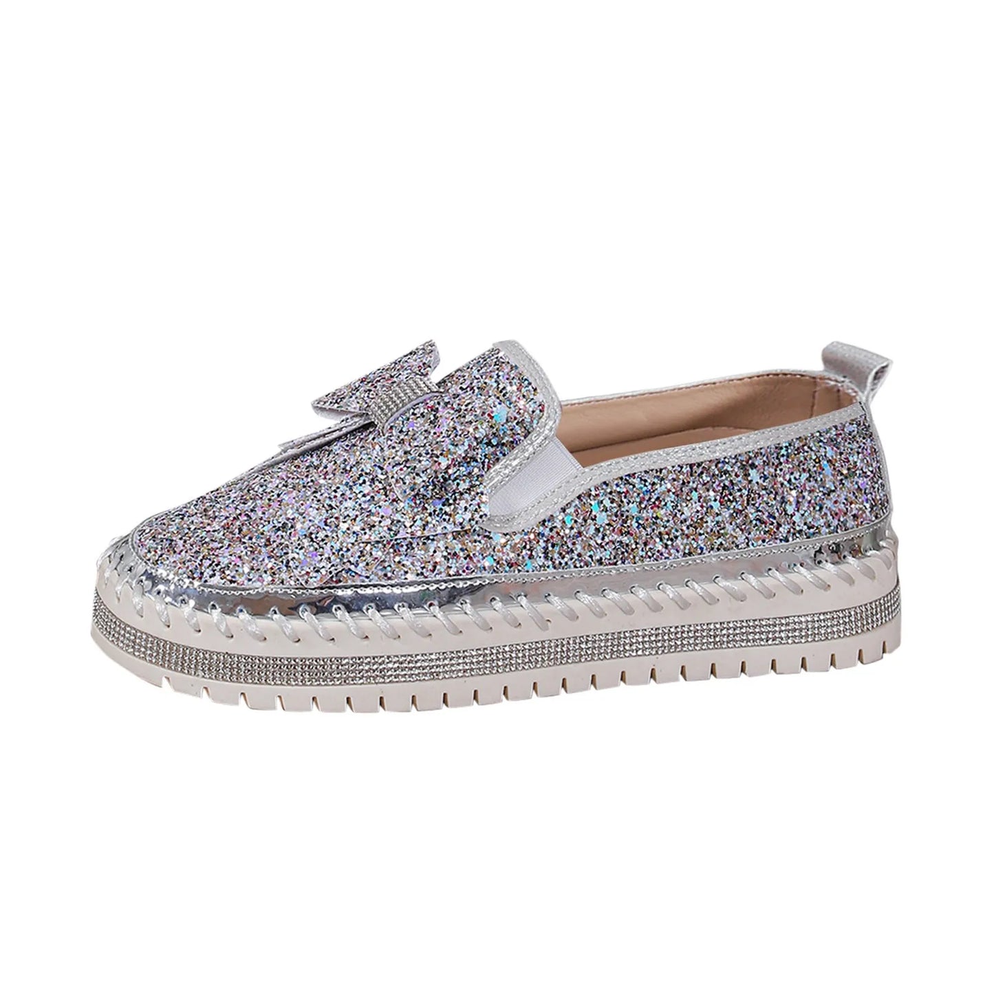 Women'S Sneakers Women'S Fashion Sequin Bow Casual Shoes Slip On Casual Comfortable Shoes лоферы женские