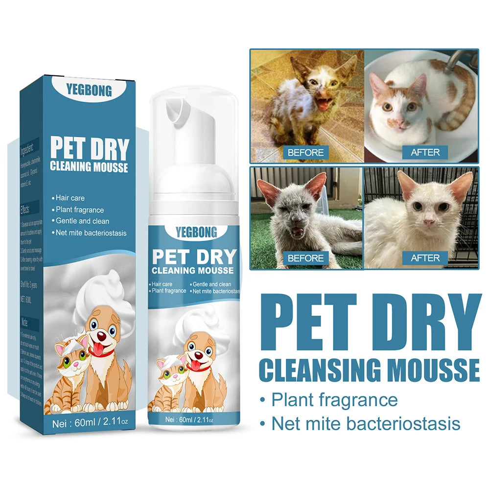 Portable Dog Dry Cleaning Shampoo Great Smelling Cat Dry Shampoo Deodorant No Rinse Cleaner for Pet Outdoor Travel Bath Supplies