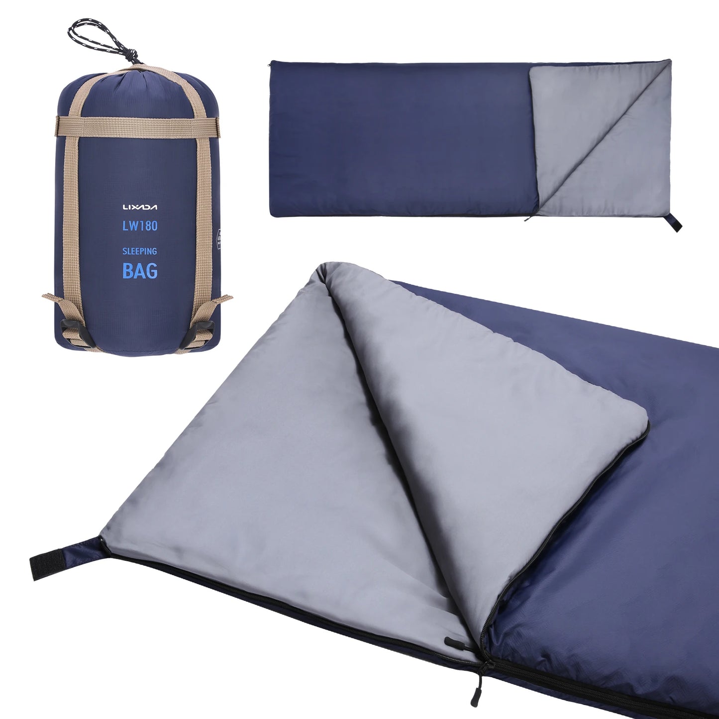 Lixada 190 * 75cm Outdoor Envelope Sleeping Bag Camping Travel Hiking Multifunction Ultra-light 680g