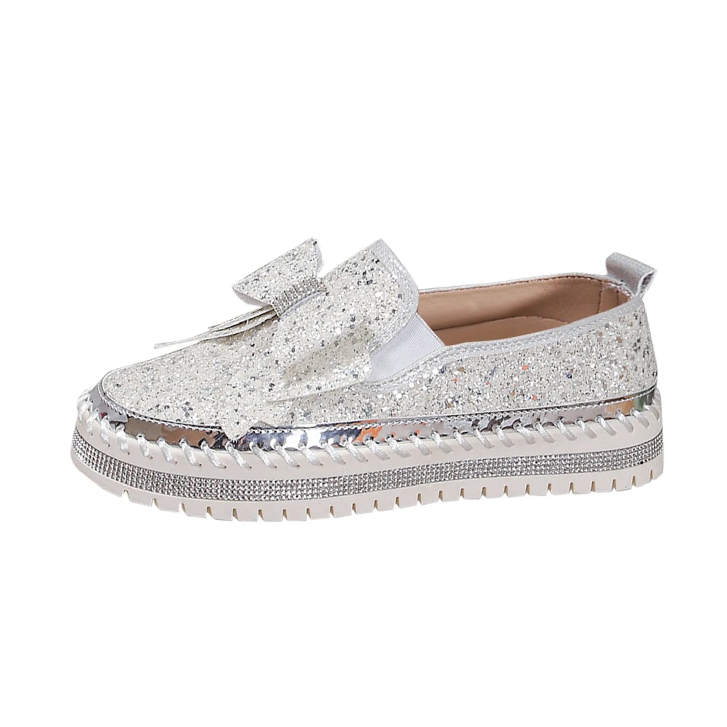 Women'S Sneakers Women'S Fashion Sequin Bow Casual Shoes Slip On Casual Comfortable Shoes лоферы женские