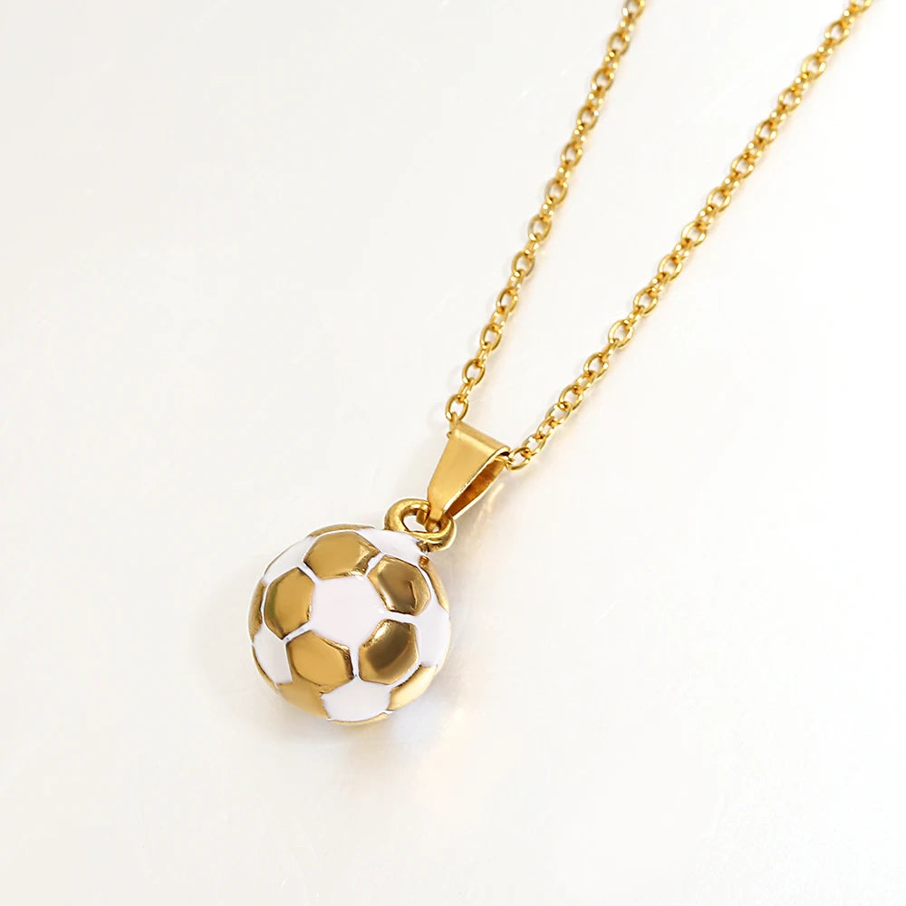 Flashbuy Stainless Steel Soccer Football Pendant Necklace for Men & Women