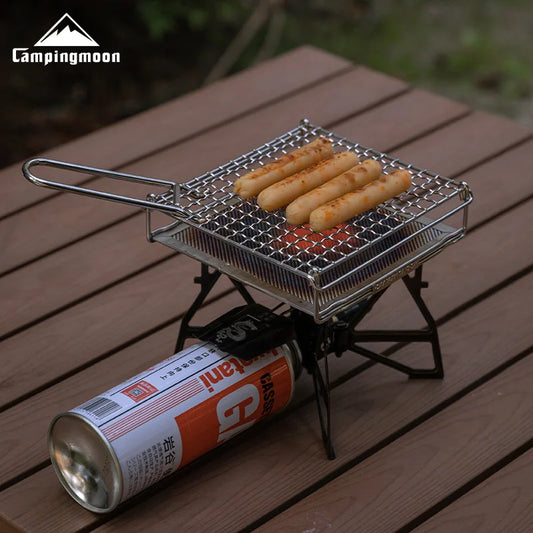 CAMPINGMOON Stainless Steel Folding Camping Toast Grill Net – Portable BBQ