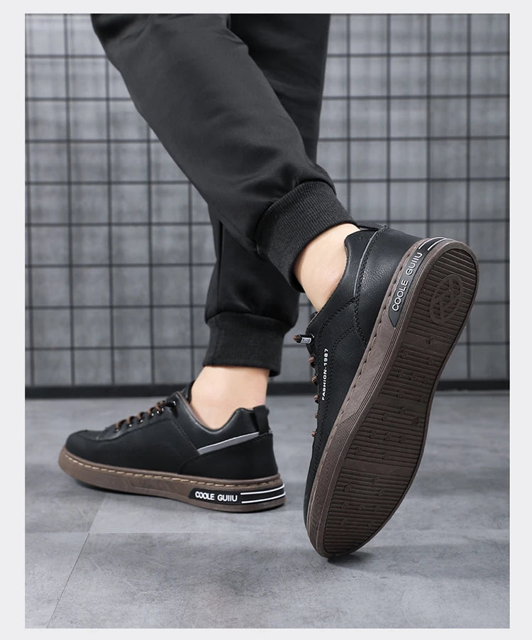 Men's Casual Leather Sneakers Waterproof Vulcanized Shoes Men Comforthable Spring Sneakers Casual Shoes zapatos altos hombre