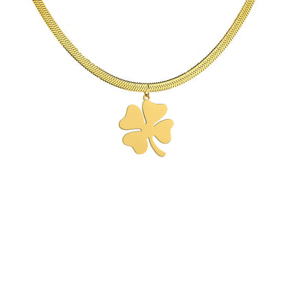 HIPEE Lucky Four-leaf Clover Pendant Necklace – Stainless Steel Snake Chain