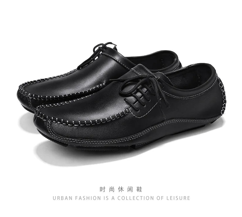 YBQJOO Men's Genuine Leather Driving Loafers – Breathable Slip-On Shoes