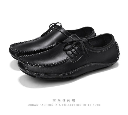 YBQJOO Men's Genuine Leather Driving Loafers – Breathable Slip-On Shoes