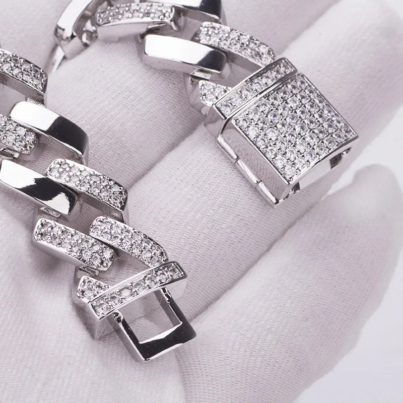 HypeHub Men's Iced Out Cuban Link Chain Bracelet – Gold Plated CZ