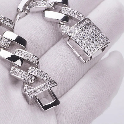 HypeHub Men's Iced Out Cuban Link Chain Bracelet – Gold Plated CZ