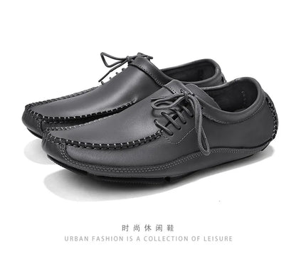 YBQJOO Men's Genuine Leather Driving Loafers – Breathable Slip-On Shoes