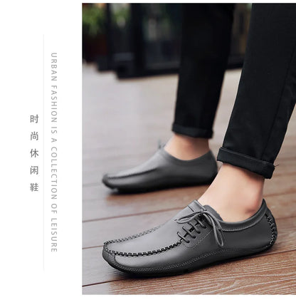 YBQJOO Men's Genuine Leather Driving Loafers – Breathable Slip-On Shoes