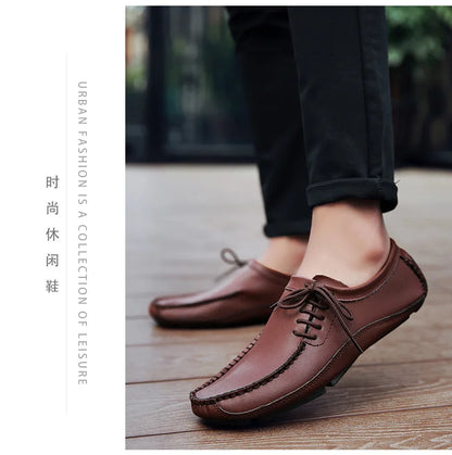 YBQJOO Men's Genuine Leather Driving Loafers – Breathable Slip-On Shoes