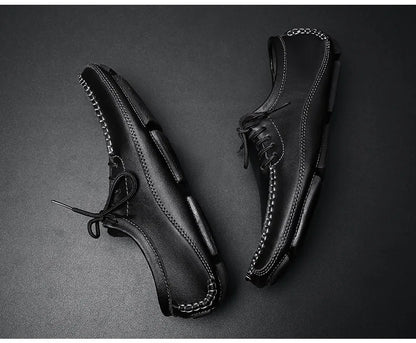 YBQJOO Men's Genuine Leather Driving Loafers – Breathable Slip-On Shoes