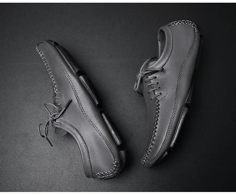 YBQJOO Men's Genuine Leather Driving Loafers – Breathable Slip-On Shoes