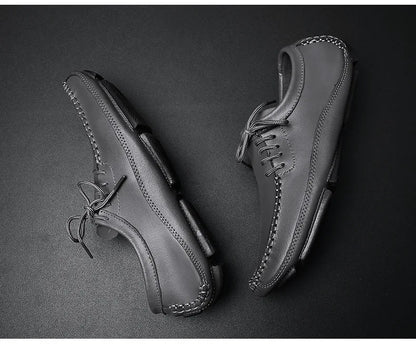 YBQJOO Men's Genuine Leather Driving Loafers – Breathable Slip-On Shoes