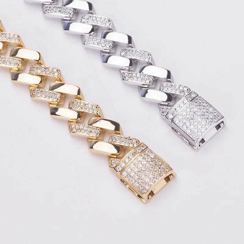 HypeHub Men's Iced Out Cuban Link Chain Bracelet – Gold Plated CZ