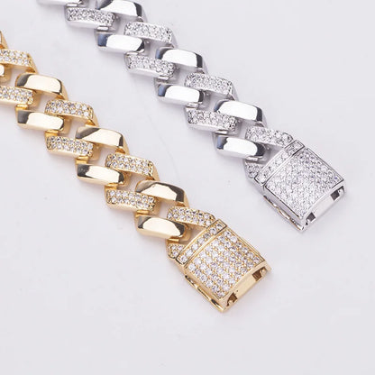 HypeHub Men's Iced Out Cuban Link Chain Bracelet – Gold Plated CZ