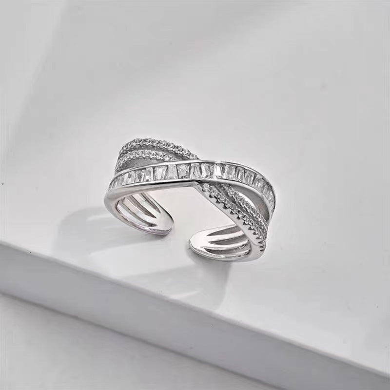 MOONBIFFY Gold Stainless Steel Cross Zircon Wedding Band Ring for Women