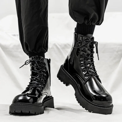 Hot Sale High Top Casual Boots Men's Shoes NewFashion Thick Bottom Motorcycle Ankle Boot for Men Winter Boots Man Shoes Lace-Up