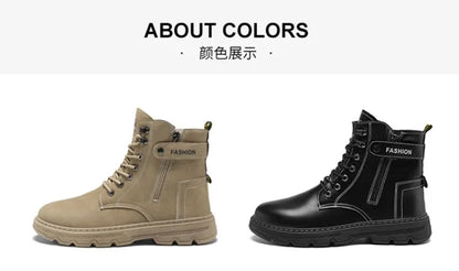Men's Works Boots Spring Autumn Anti-slip Waterproof Male Sneakers Desert Tactical Boots Outdoor Travel Wear-resistant Man Shoes