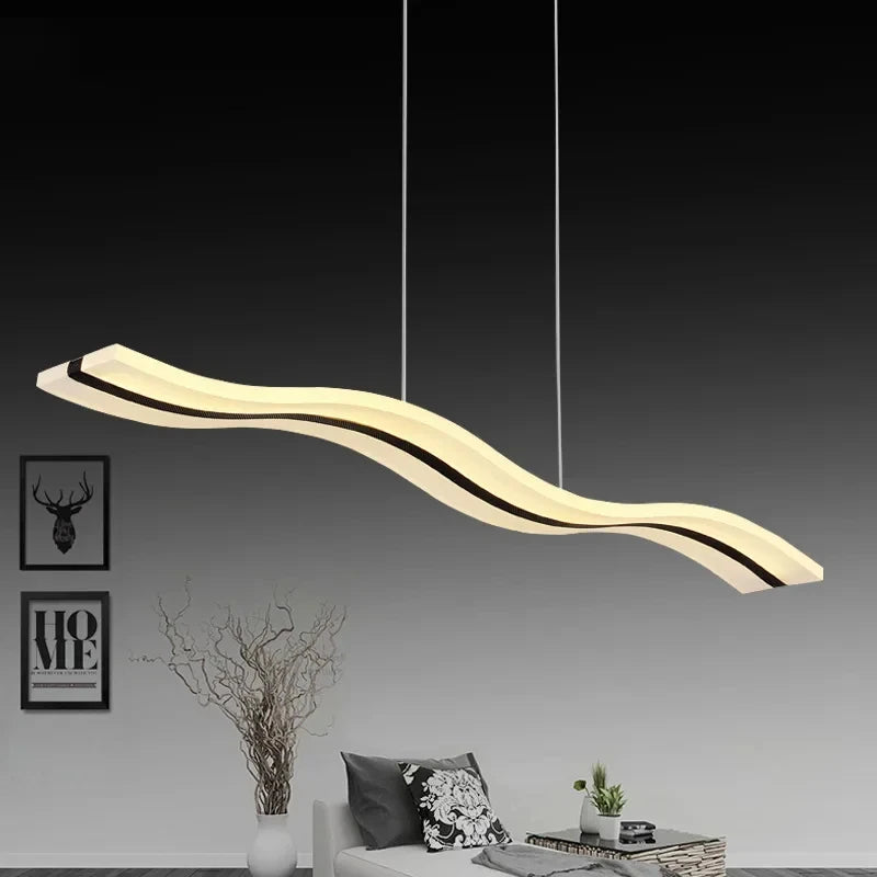 Qyartistry Modern LED Chandelier – Polished Chrome Linear Pendant Lamp