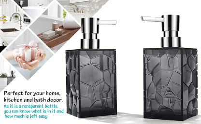 Clear Acrylic Liquid Hand Soap Dispenser（10oz） with Silver ABS Rust-Proof Pump for Bathroom, Kitchen, Countertop Transparent