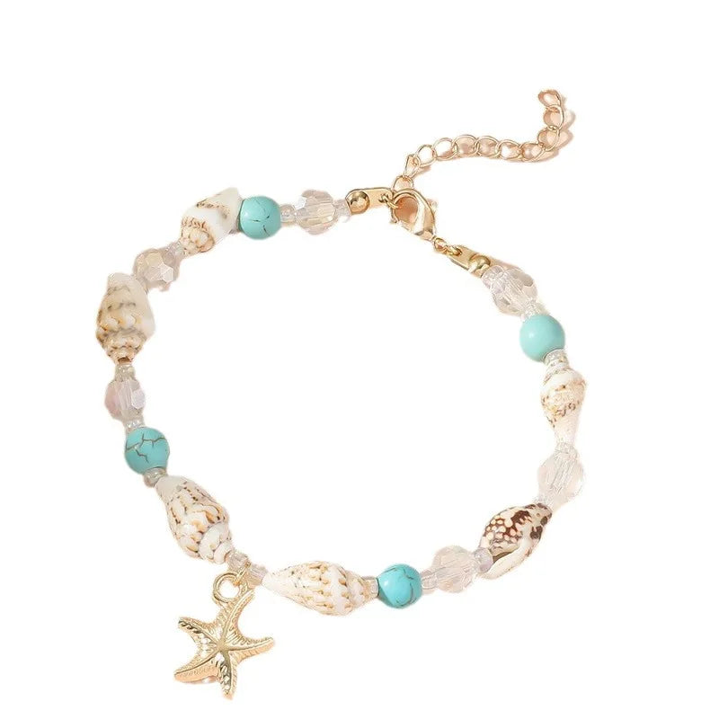 MOONBIFFY Bohemian Shell Bead Bracelet – Women's Ocean Star Turtle Woven
