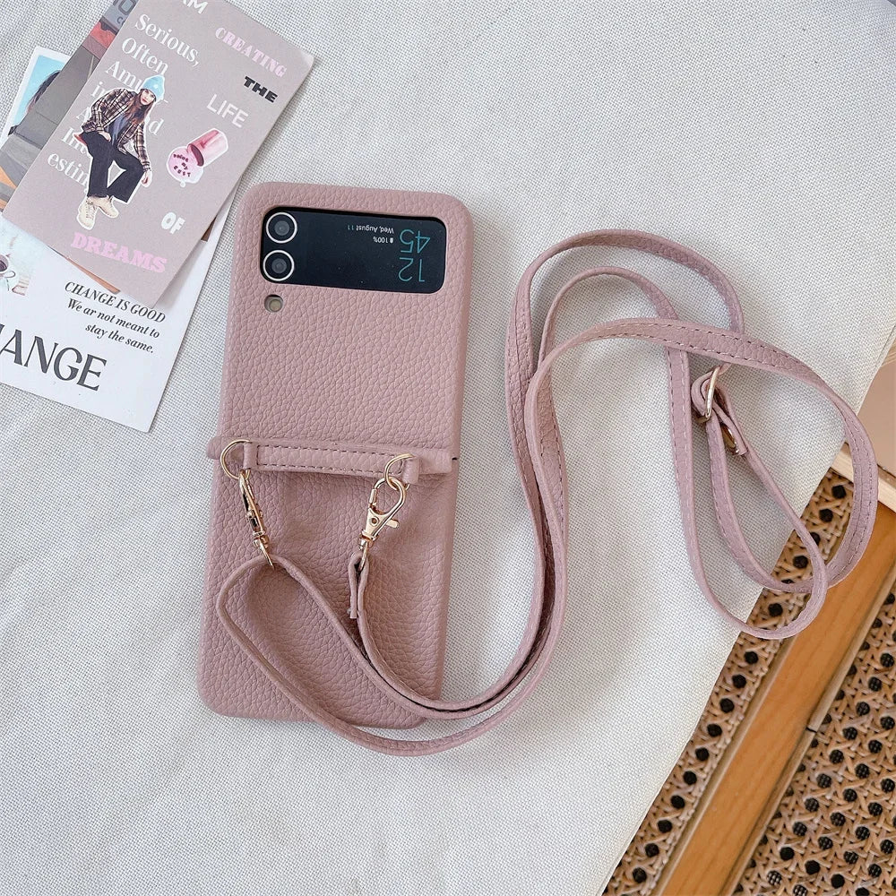 szHAIyu Crossbody PU Leather Phone Case for Samsung Galaxy Z Flip 6 5 4 3