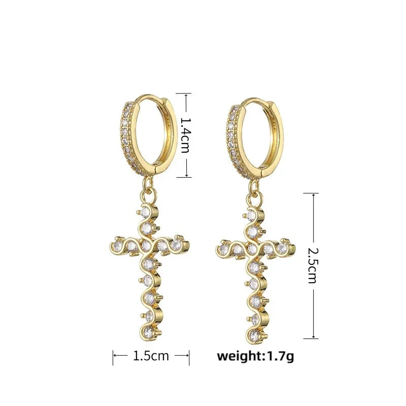 HypeHub Color Diamond Cross Hoop Earrings – American Style Ear Clip
