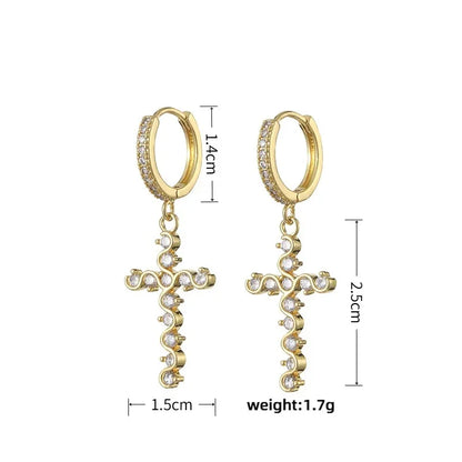 HypeHub Color Diamond Cross Hoop Earrings – American Style Ear Clip