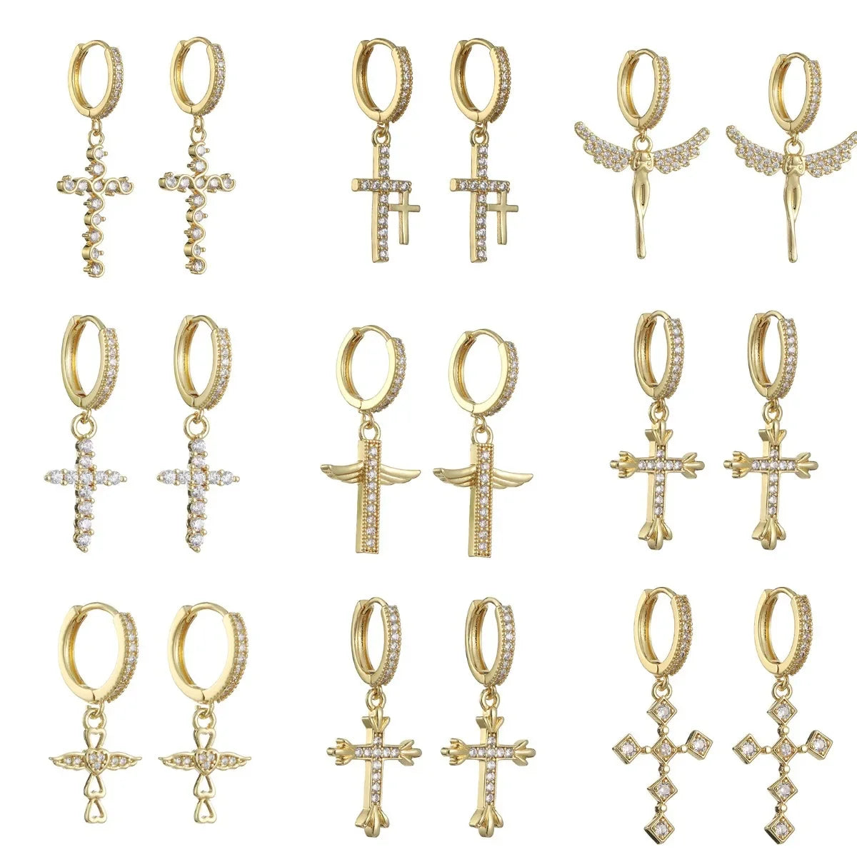 HypeHub Color Diamond Cross Hoop Earrings – American Style Ear Clip