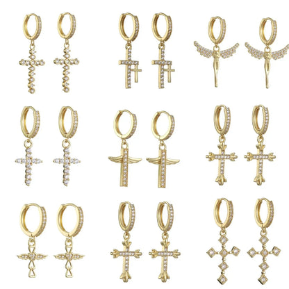 HypeHub Color Diamond Cross Hoop Earrings – American Style Ear Clip