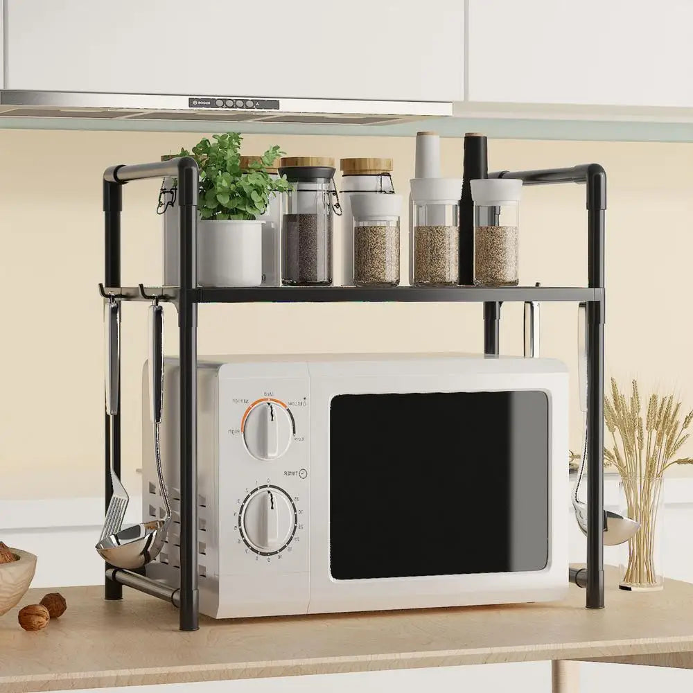 HypeHub Multi-Layer Metal Microwave Oven Rack – Adjustable Kitchen Storage