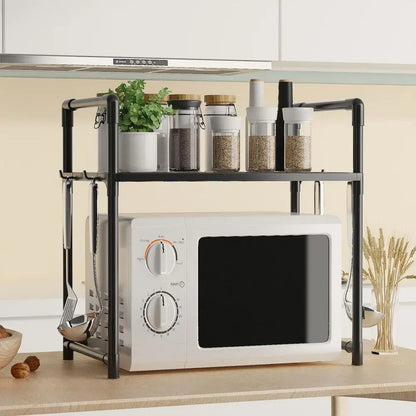 HypeHub Multi-Layer Metal Microwave Oven Rack – Adjustable Kitchen Storage