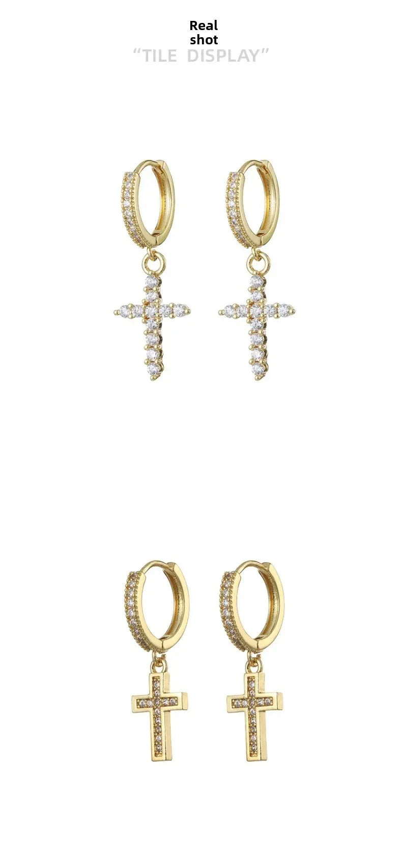 HypeHub Color Diamond Cross Hoop Earrings – American Style Ear Clip