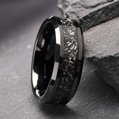 HypeHub Men's Tungsten Carbide Wedding Band – Meteorite Engagement Ring