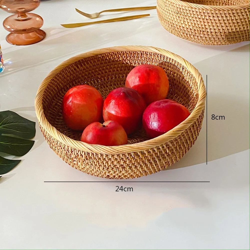 Shunmaii Hand-Woven Rattan Storage Basket – Natural Food Platter & Tray