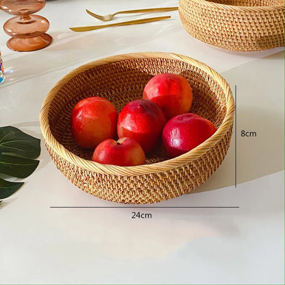 Shunmaii Hand-Woven Rattan Storage Basket – Natural Food Platter & Tray