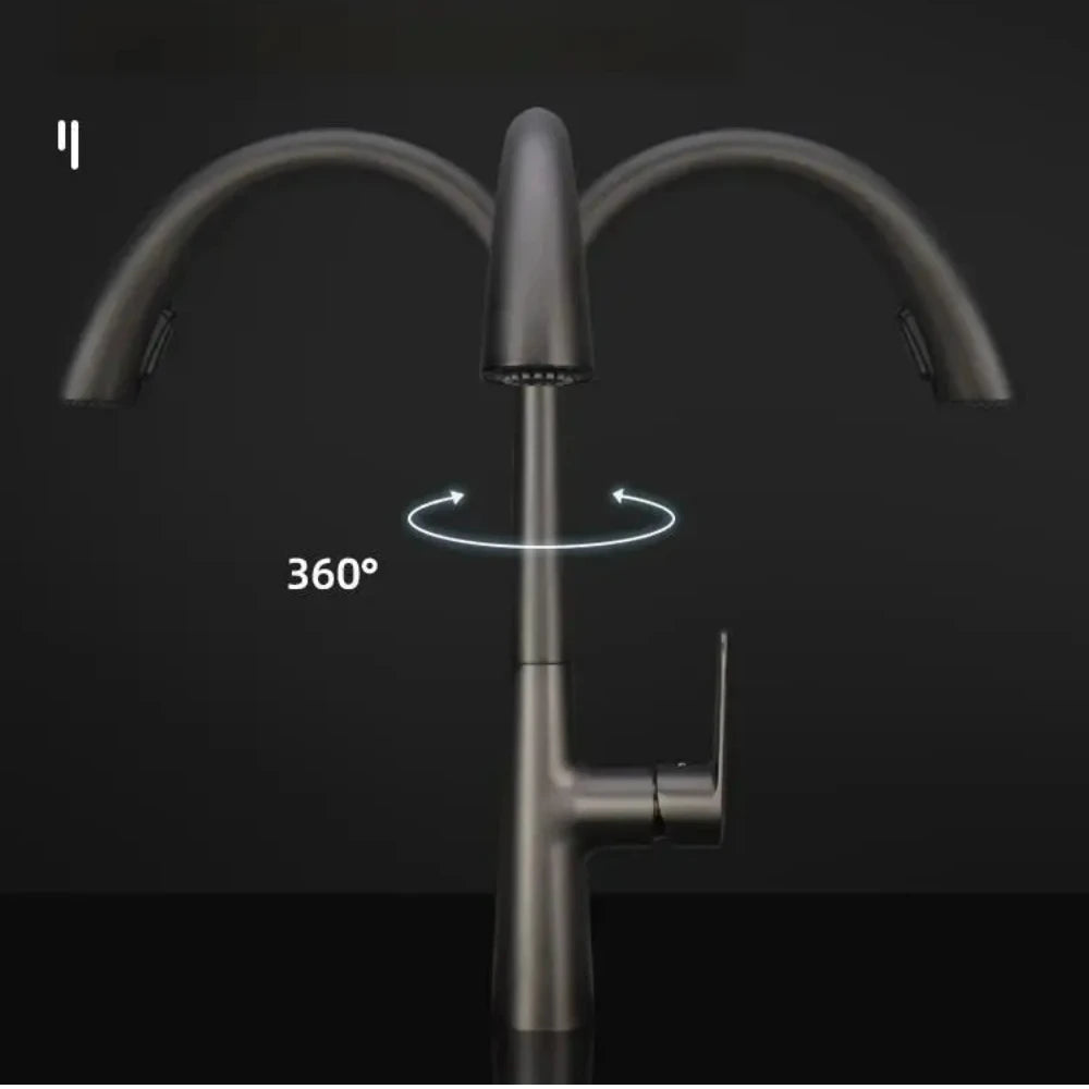 HypeHub Pull-Out Kitchen Faucet – Single Handle Hot & Cold Mixer