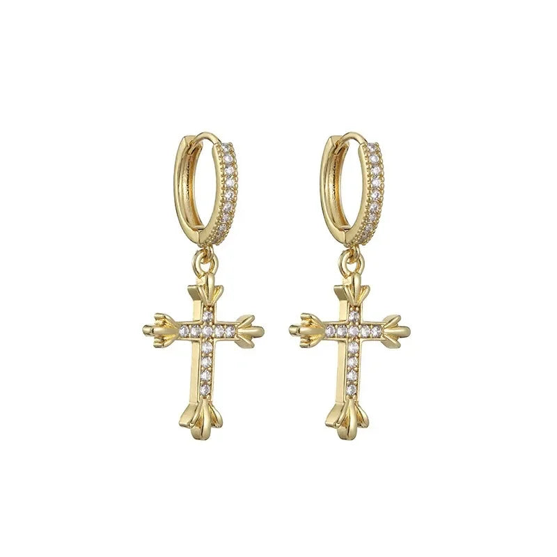 HypeHub Color Diamond Cross Hoop Earrings – American Style Ear Clip