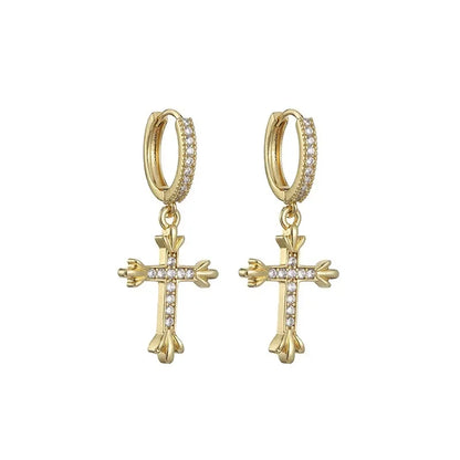 HypeHub Color Diamond Cross Hoop Earrings – American Style Ear Clip